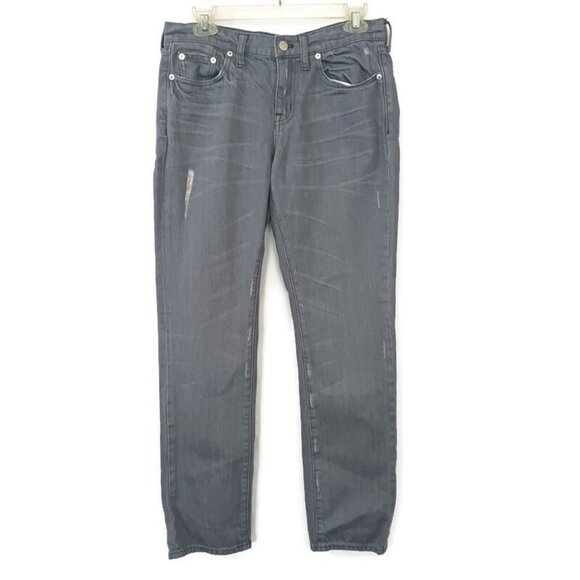 Madewell Denim - Madewell Womens Jeans Slim Boyjean Mid Rise Gray Denim Distressed Size 27 Flawed
